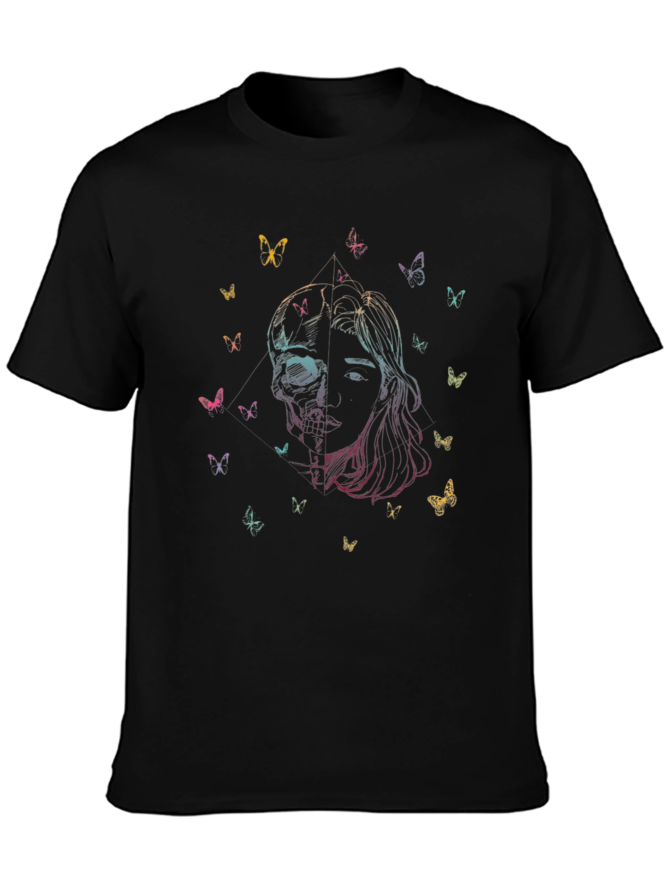 Skull & Butterfly Graphic Print T-Shirt