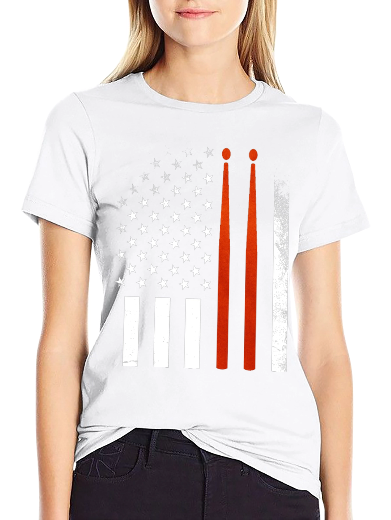 Drummer USA Flag T-Shirt Patriotic Band Tee