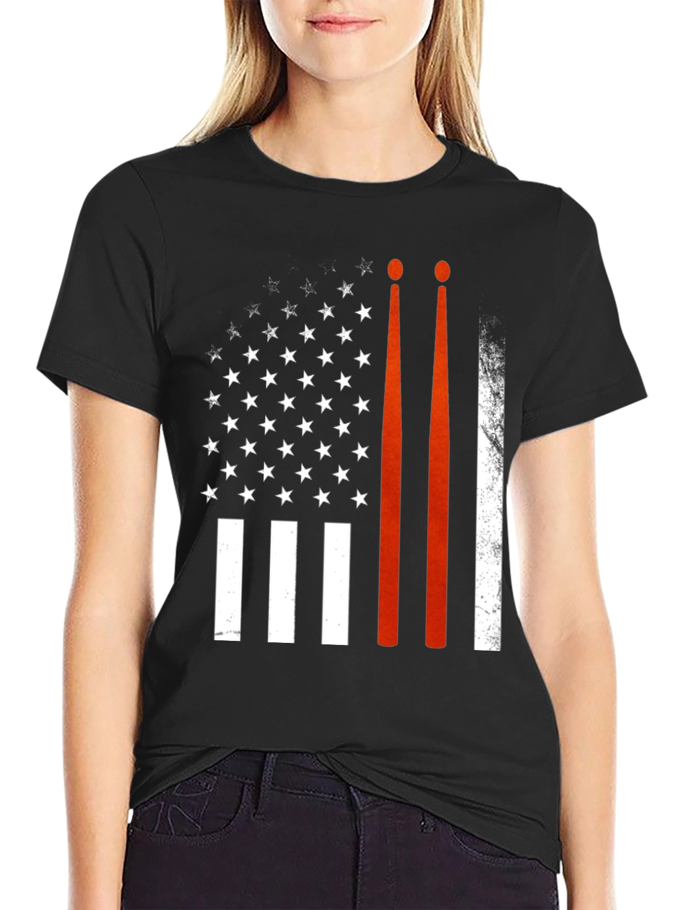 Drummer USA Flag T-Shirt Patriotic Band Tee