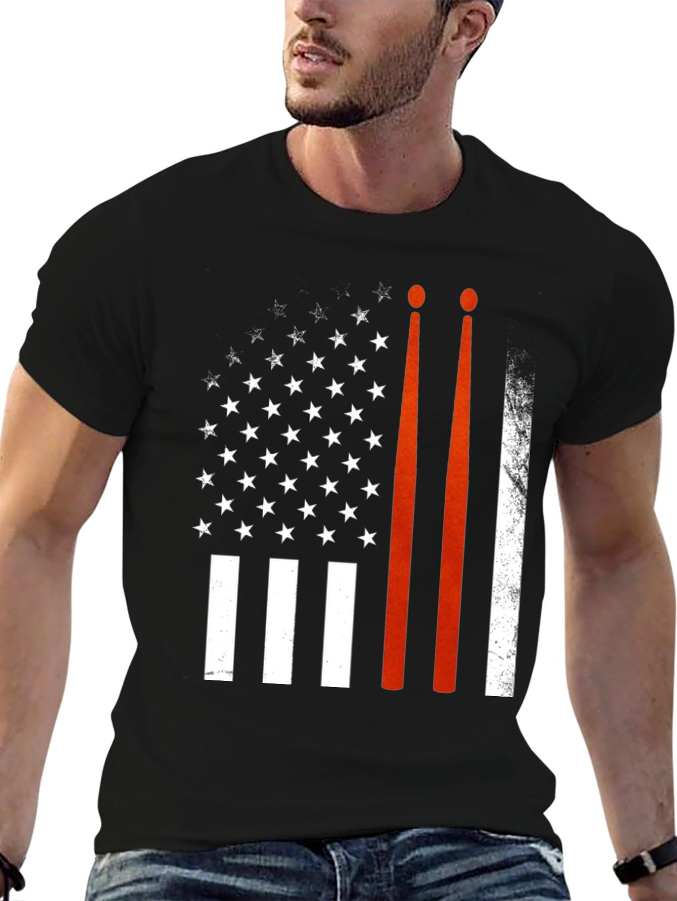 Drummer USA Flag T-Shirt Patriotic Band Tee