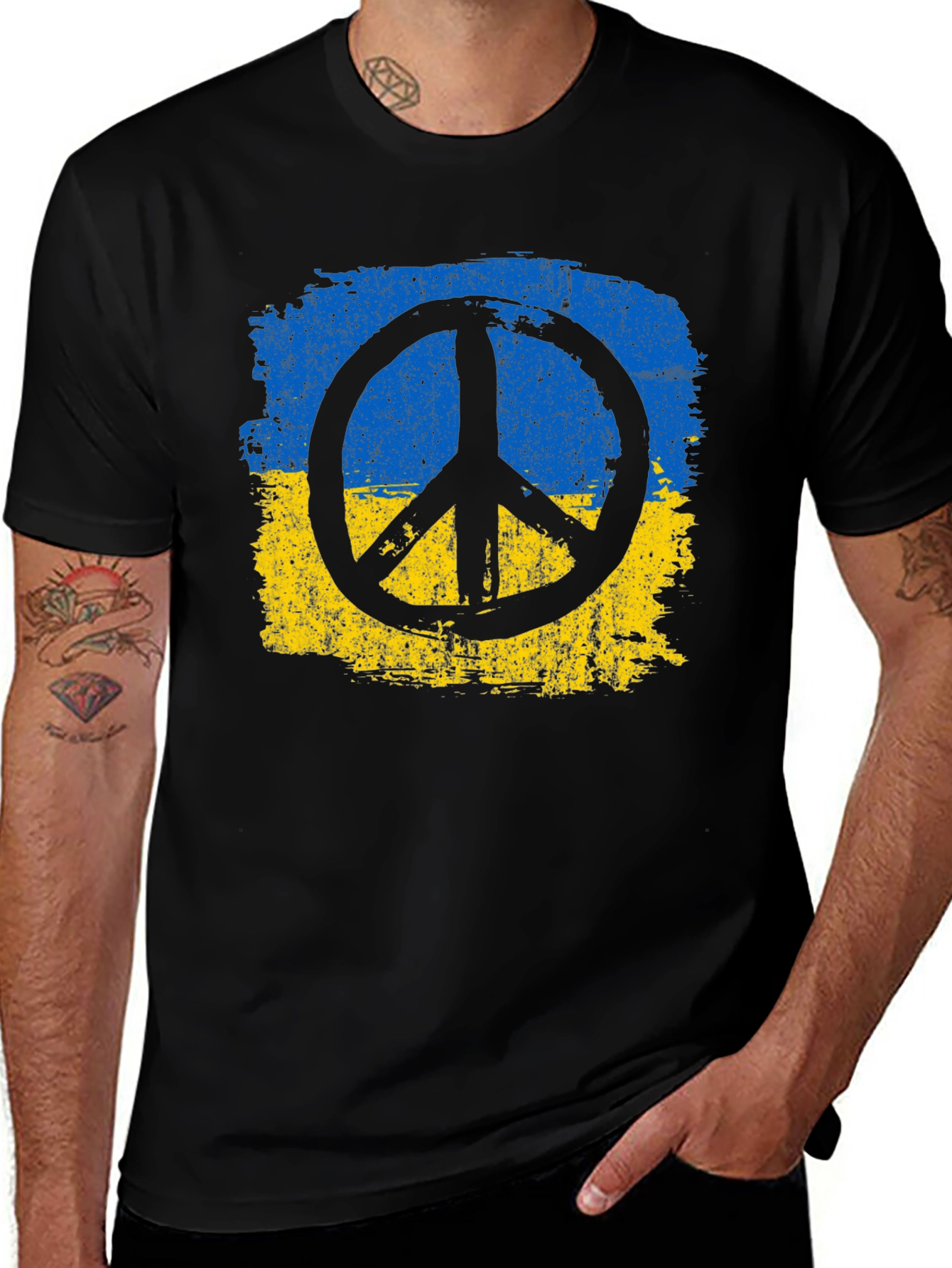 Ukraine Peace Symbol T-Shirt - Black
