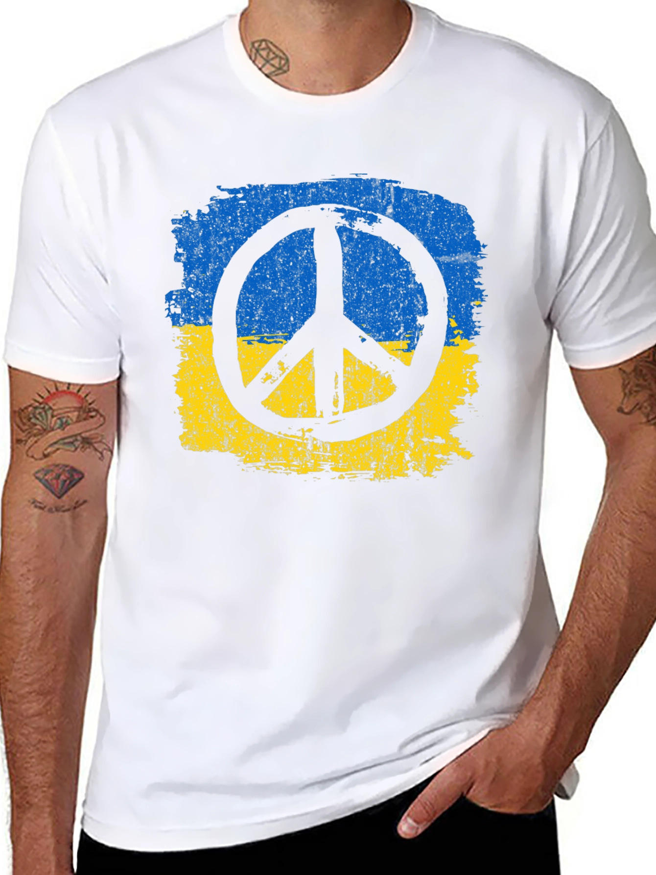 Ukraine Peace Symbol T-Shirt - Black