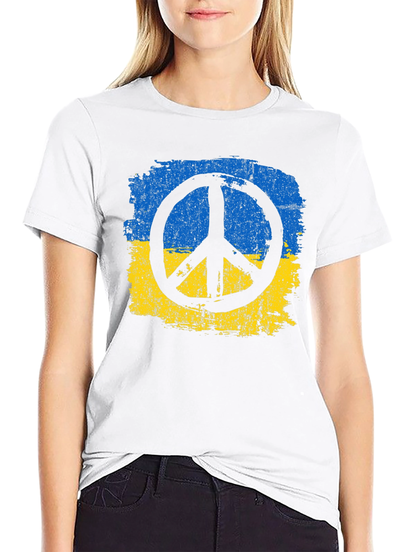 Ukraine Peace Symbol T-Shirt - Black