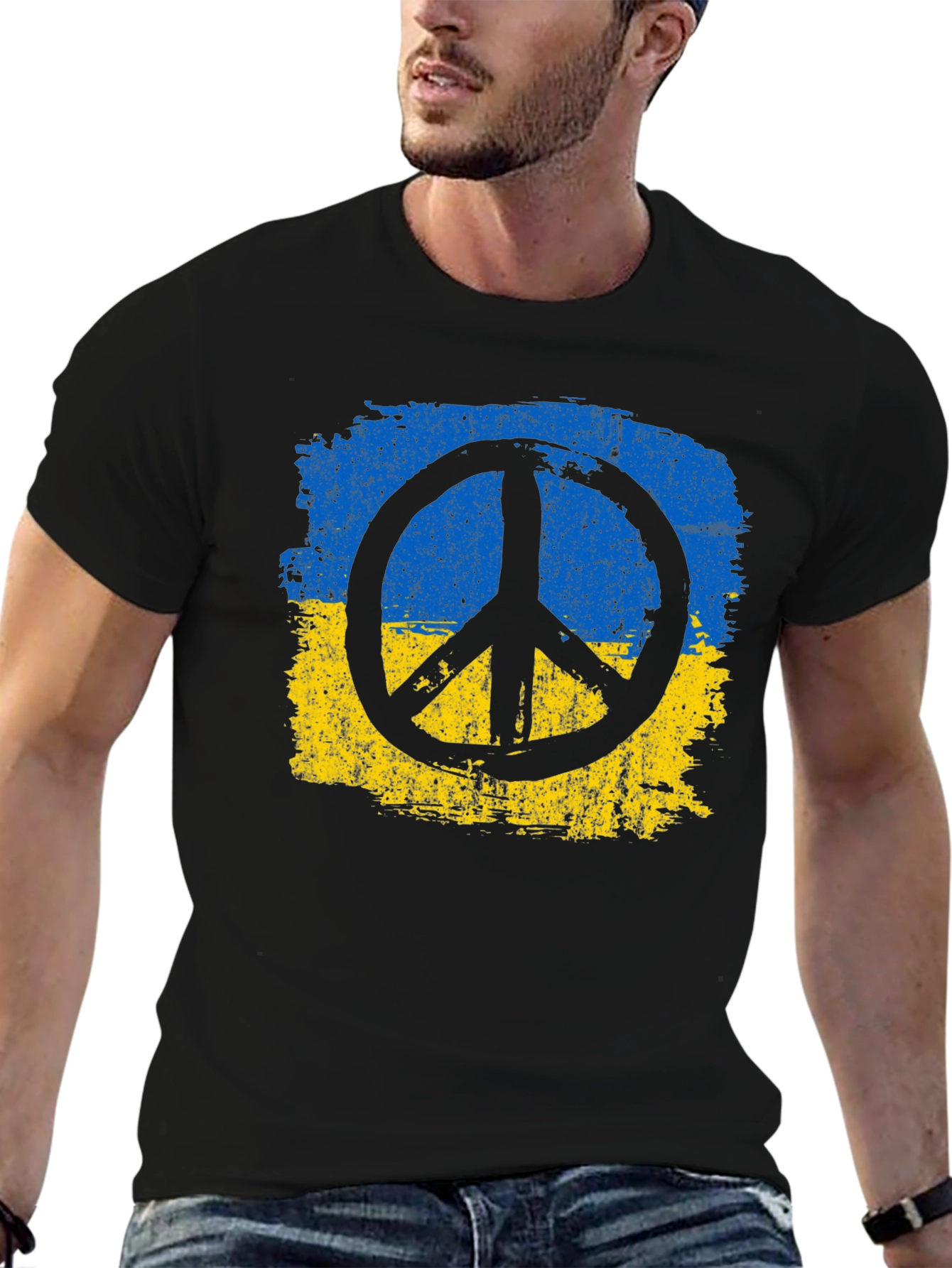 Ukraine Peace Symbol T-Shirt - Black