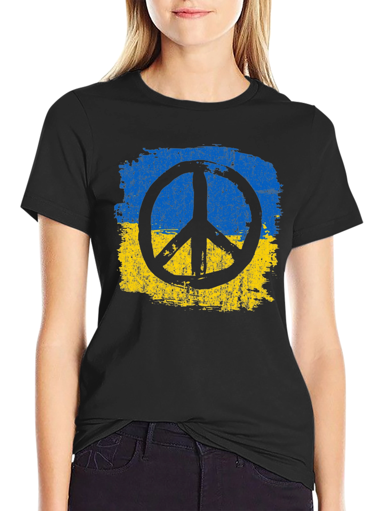 Ukraine Peace Symbol T-Shirt - Black