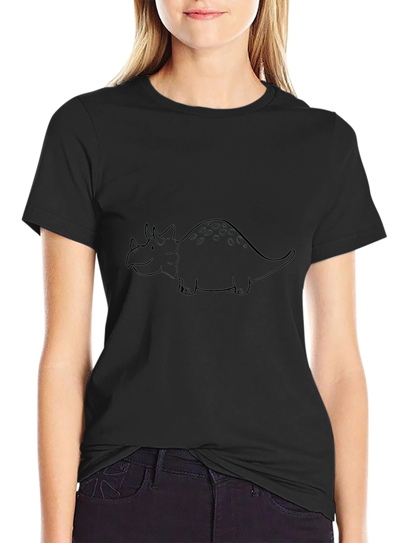 Triceratops Outline T-Shirt - Cool Dino Tee