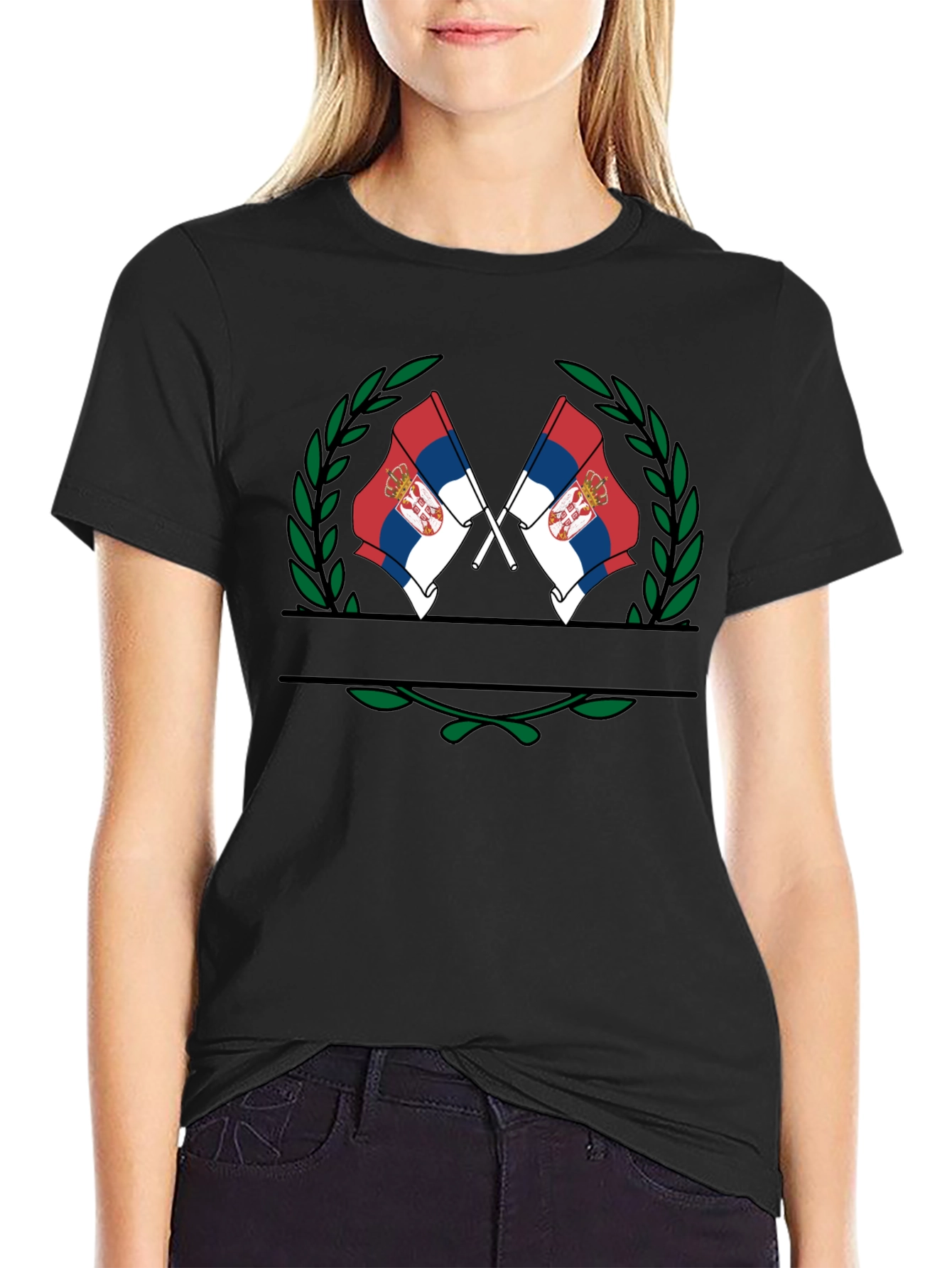 Serbian Flag Laurel Wreath T-Shirt