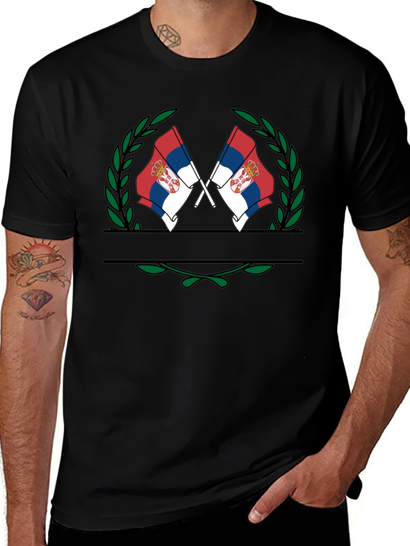 Serbian Flag Laurel Wreath T-Shirt