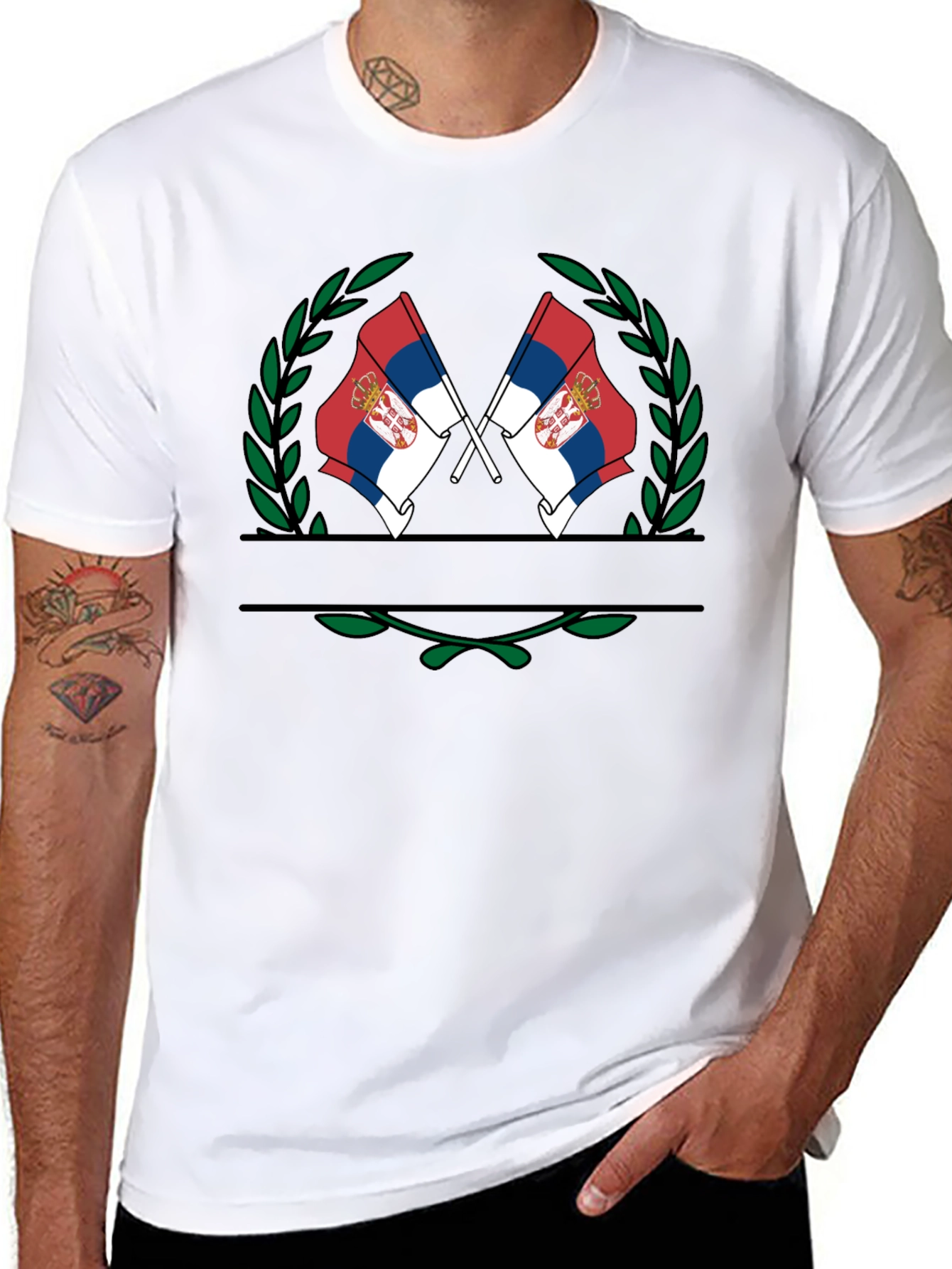 Serbian Flag Laurel Wreath T-Shirt