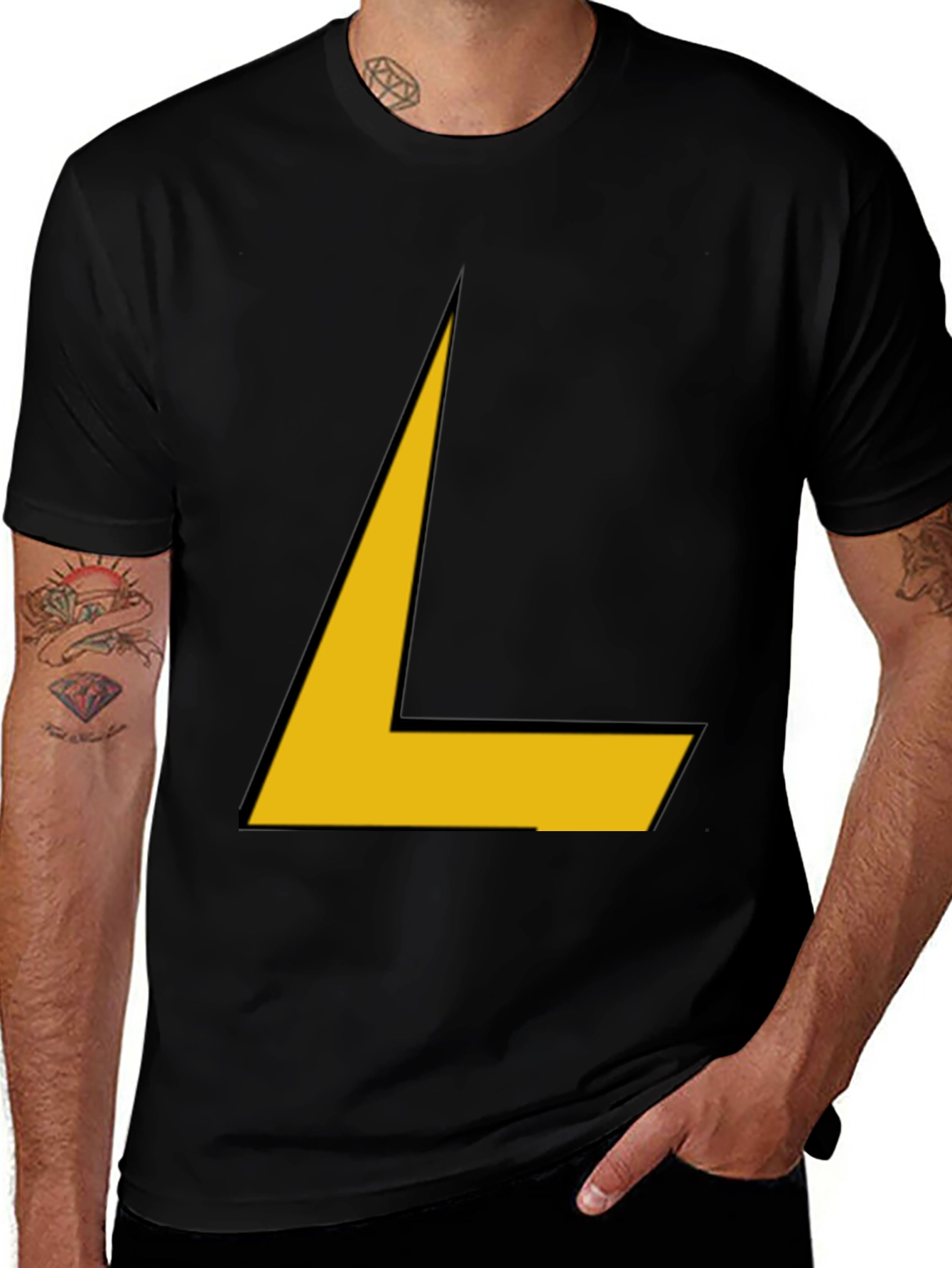 Geometric L Shape Graphic Tee - Bold Black Shirt