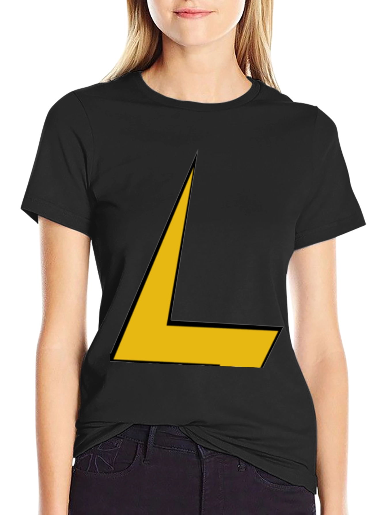 Geometric L Shape Graphic Tee - Bold Black Shirt