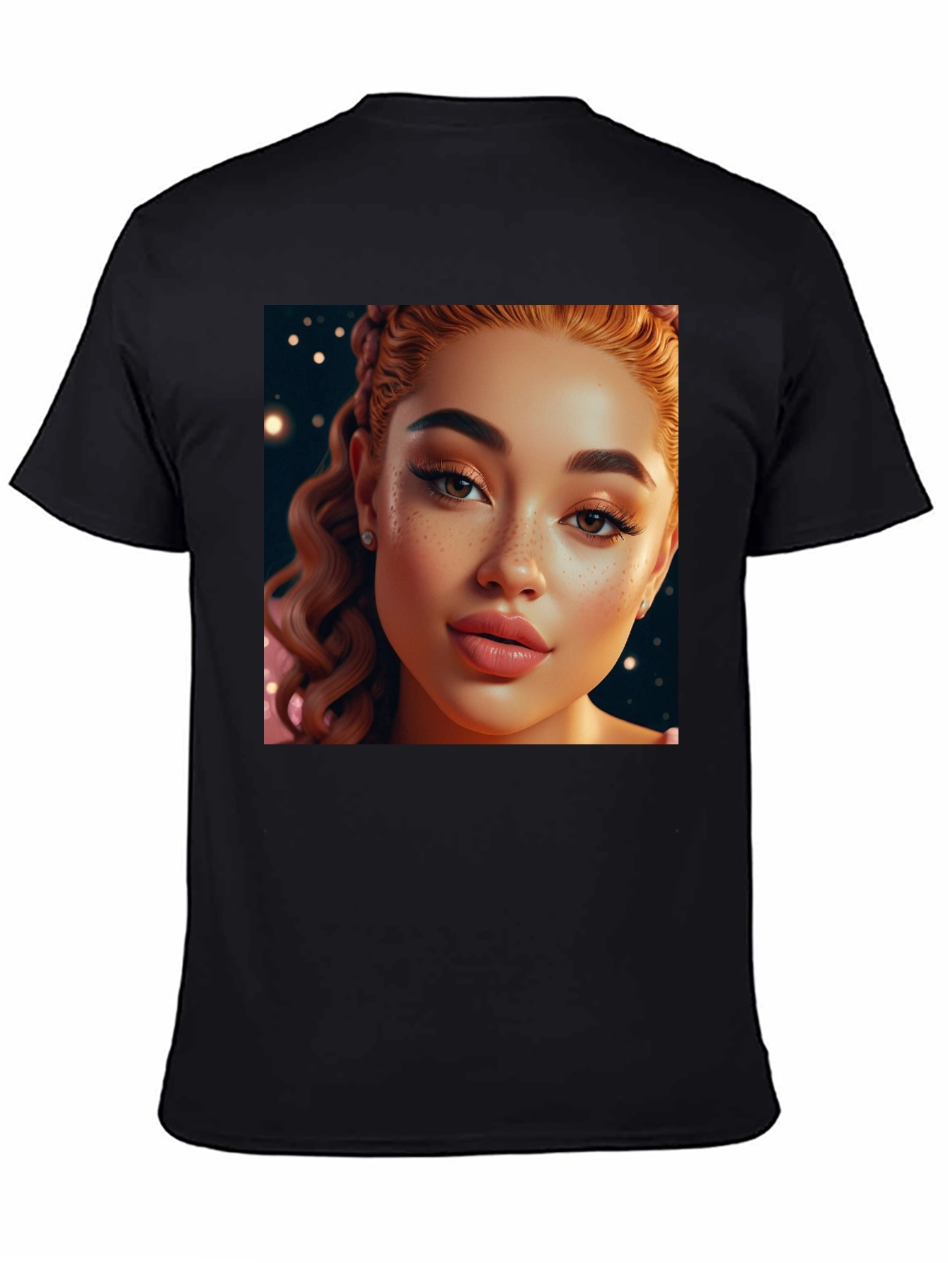 Stylish Black Tee with Beautiful Woman Graphic
