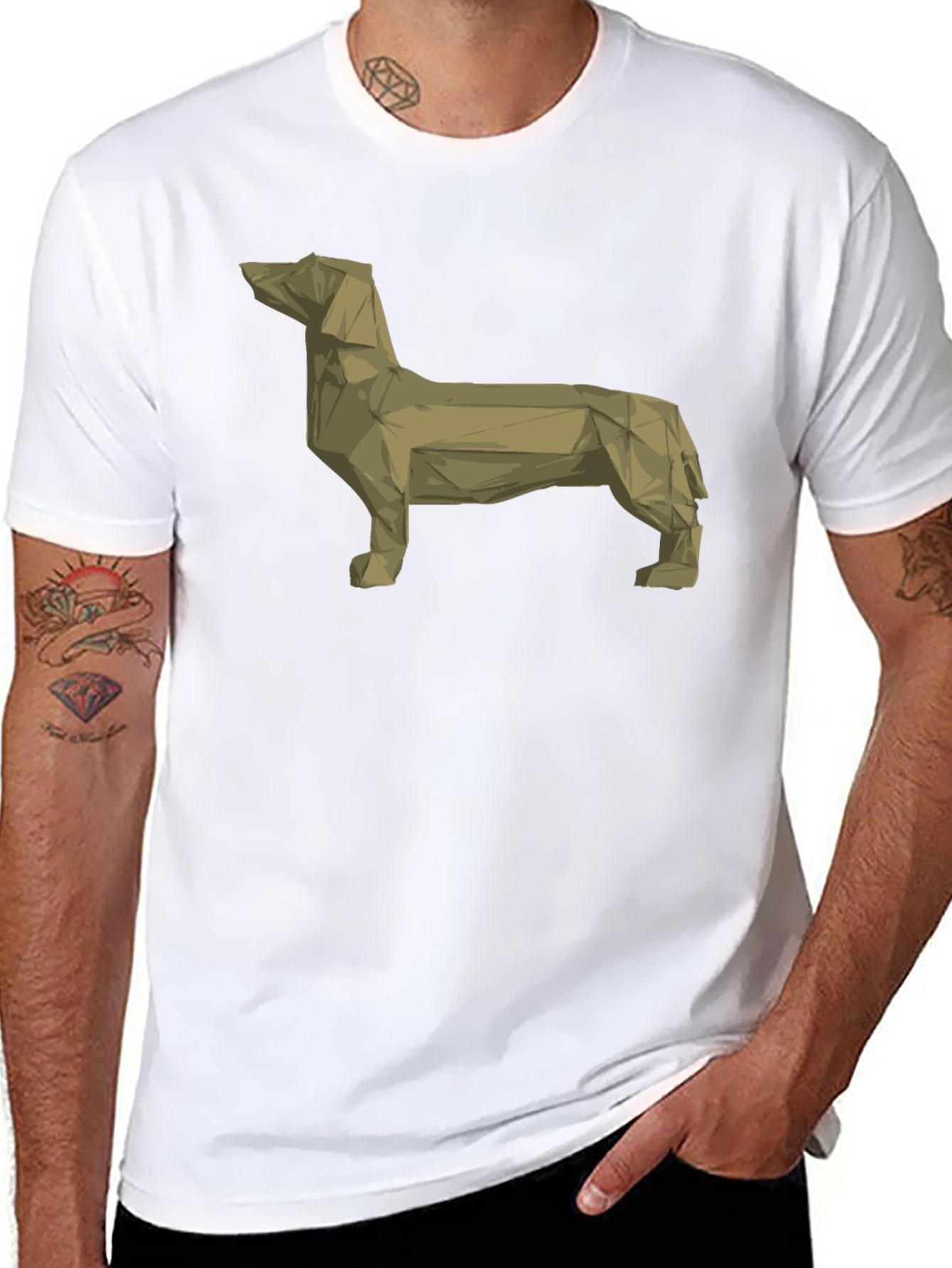 Geometric Dachshund T-Shirt - Modern Dog Lover Tee