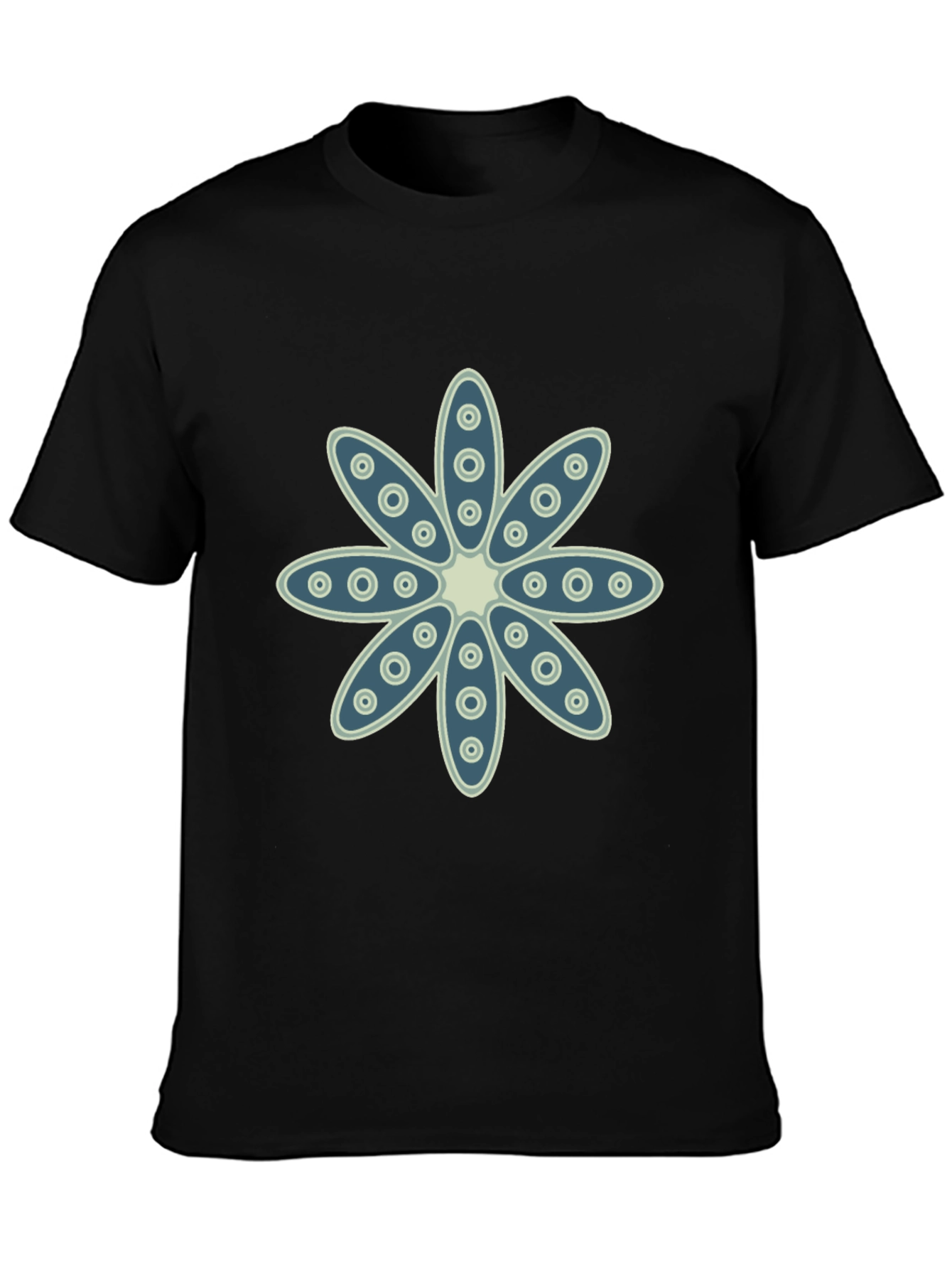 Floral Print Crew Neck Black T-Shirt