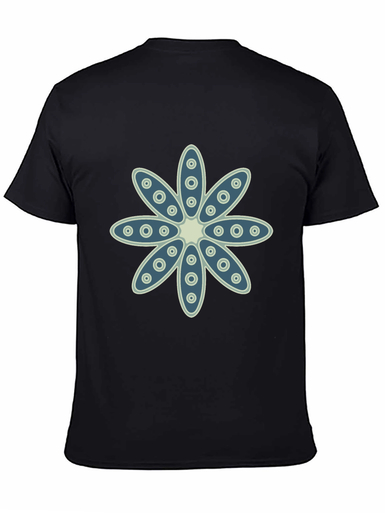 Floral Print Crew Neck Black T-Shirt
