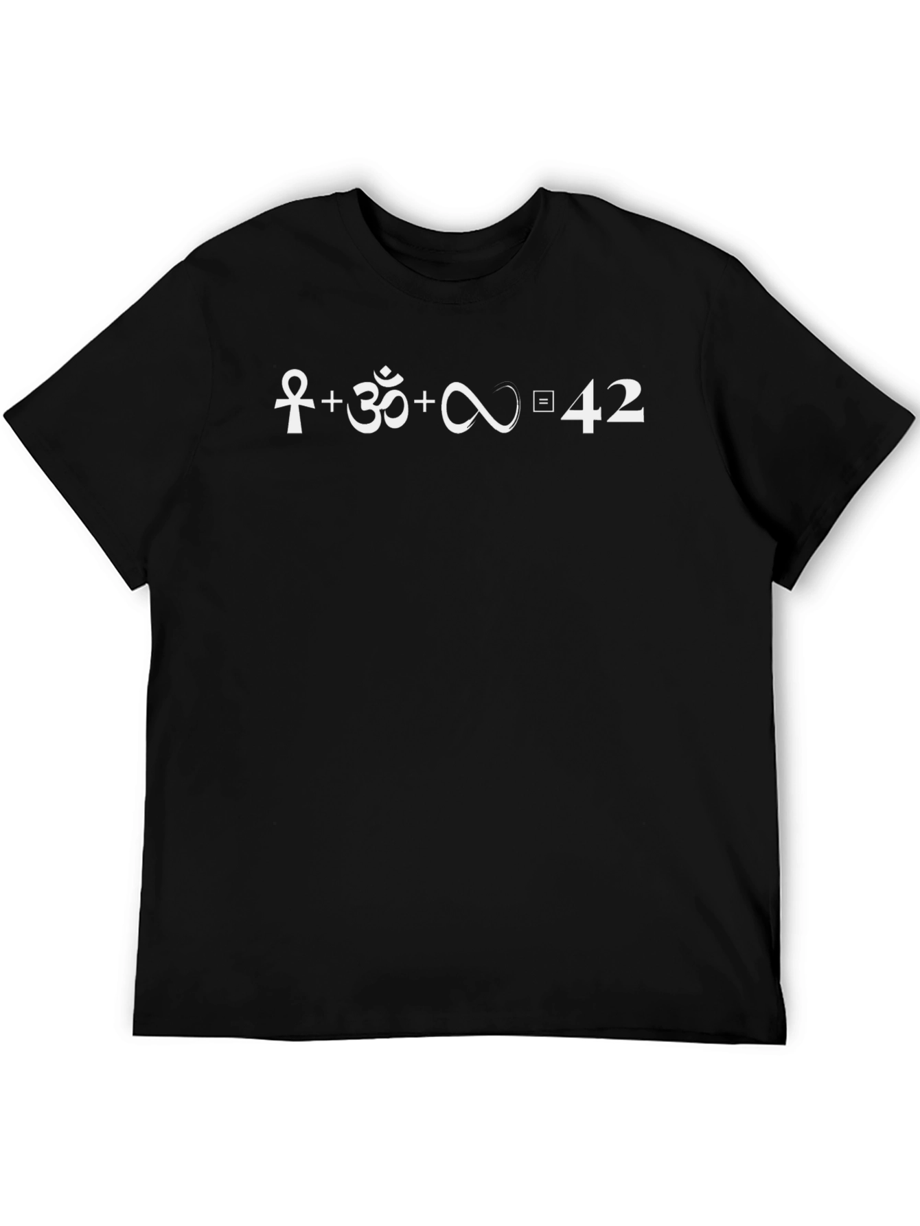 Ankh + Om + Infinity = 42 Black T-Shirt
