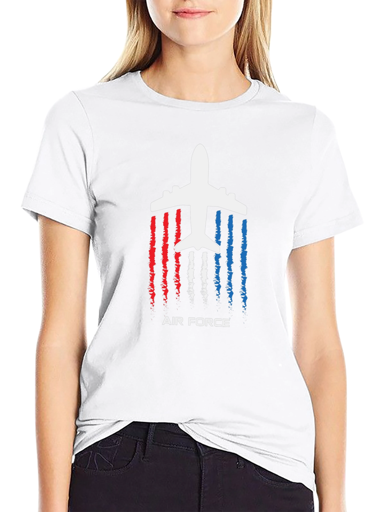 Air Force Airplane Graphic T-Shirt - Patriotic Design