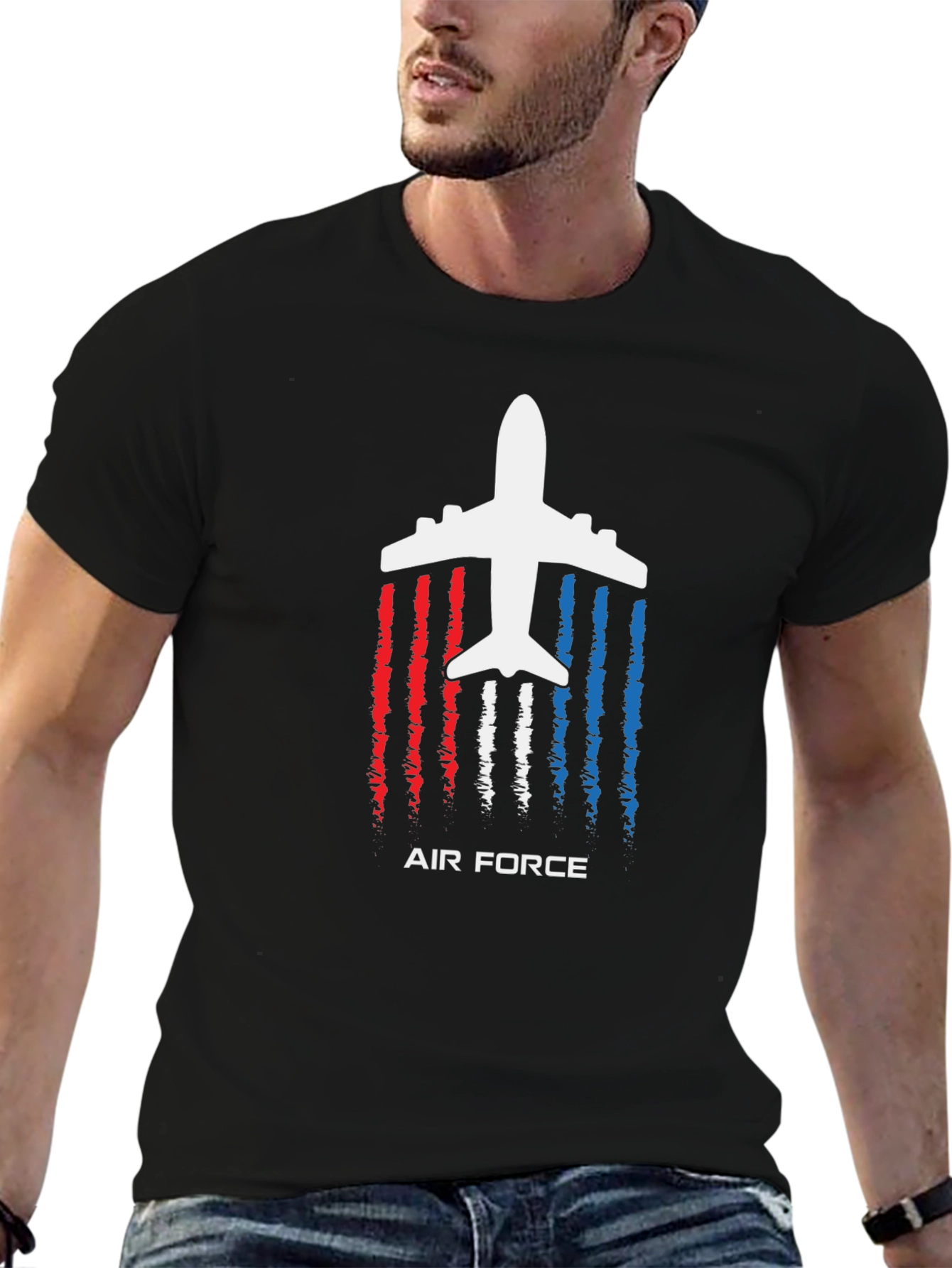 Air Force Airplane Graphic T-Shirt - Patriotic Design