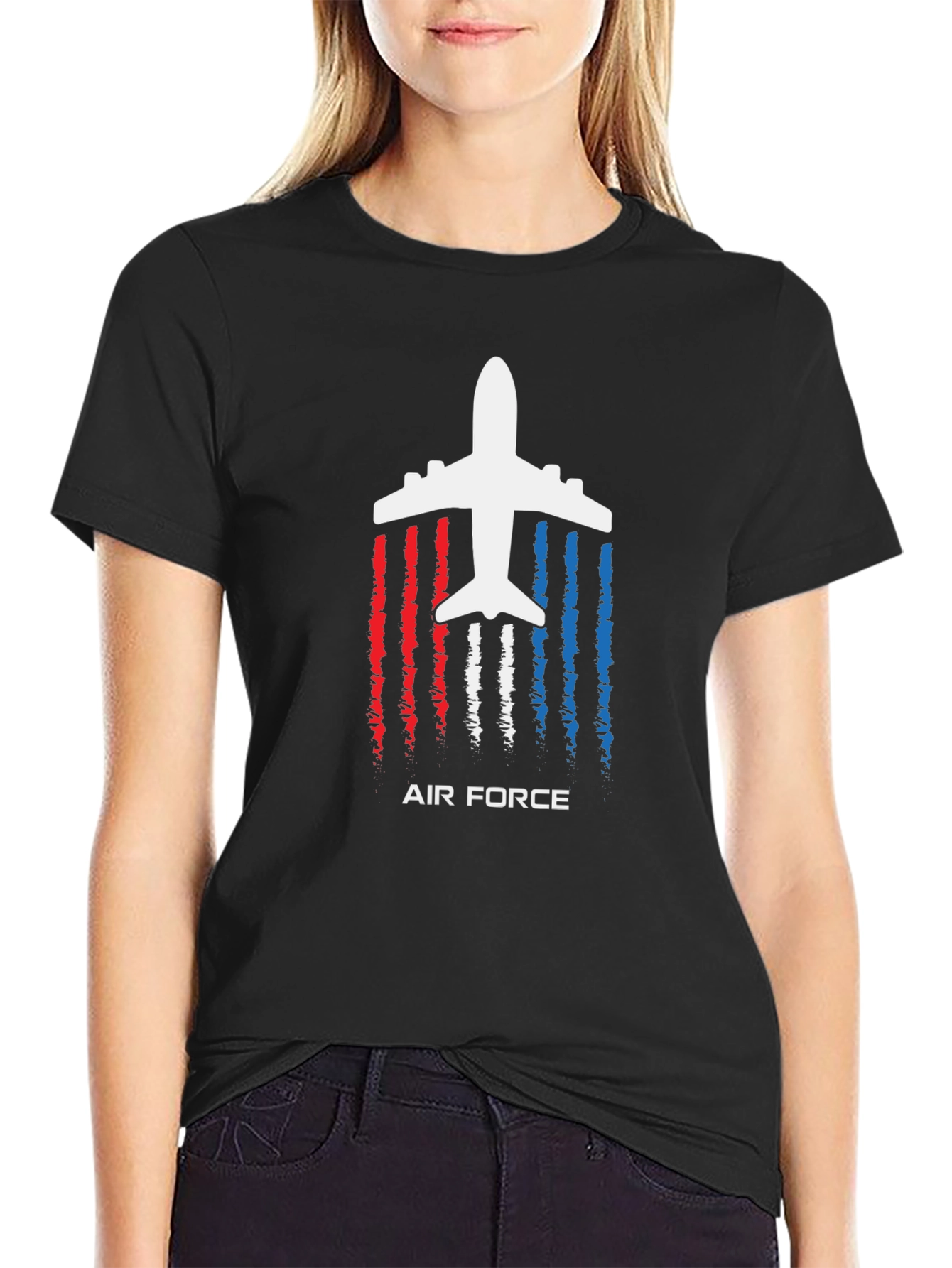 Air Force Airplane Graphic T-Shirt - Patriotic Design