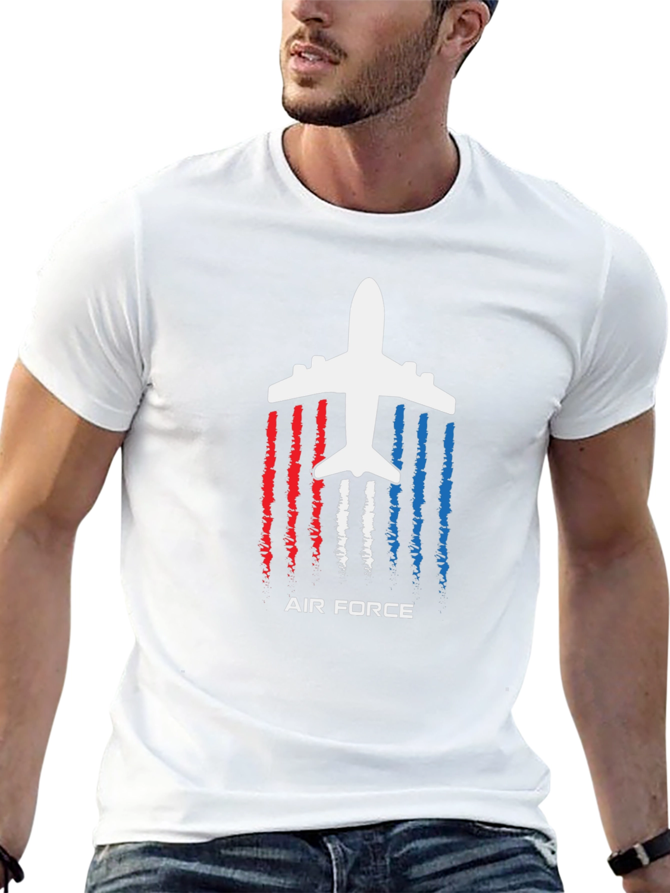 Air Force Airplane Graphic T-Shirt - Patriotic Design