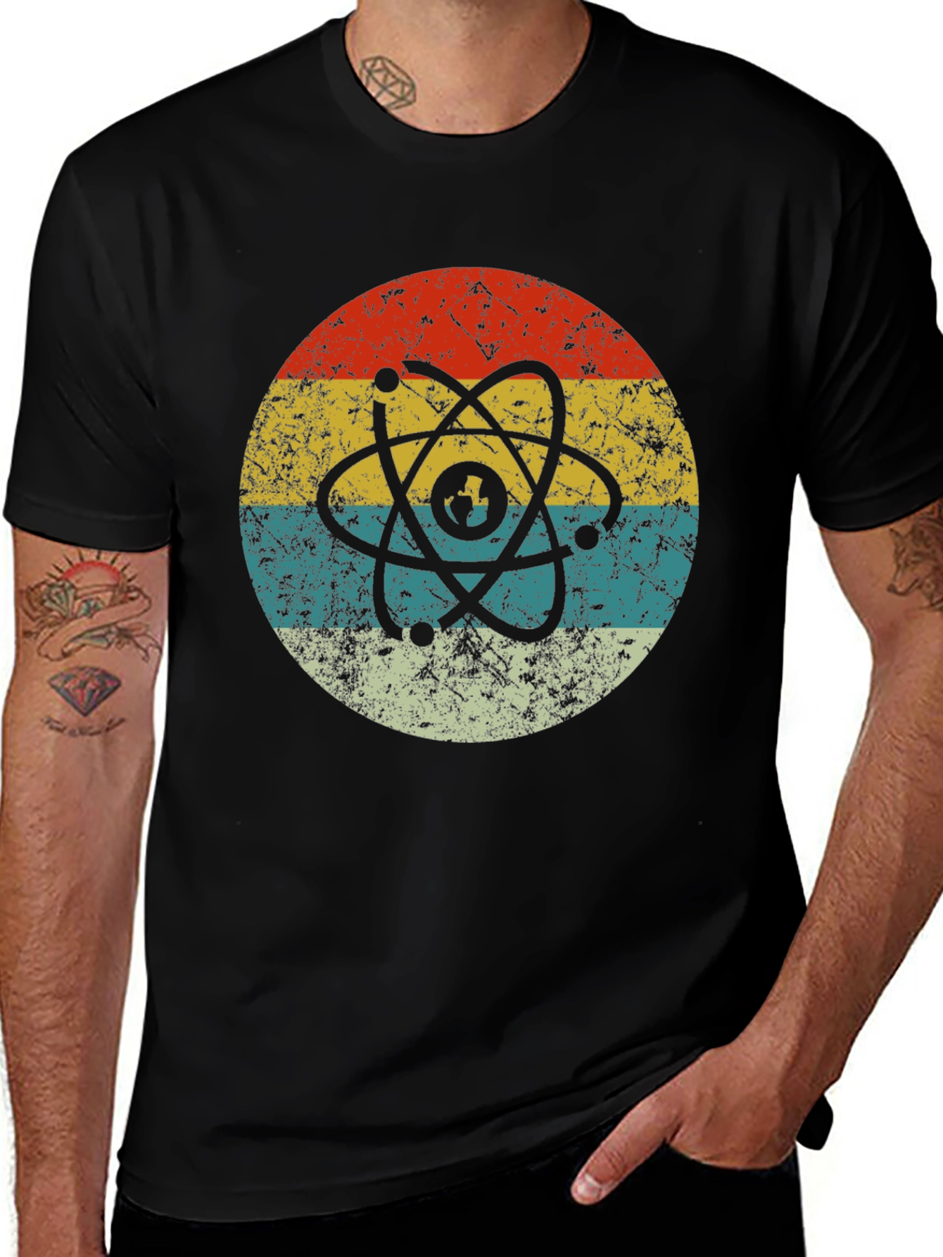 Retro Atom Graphic T-Shirt - Cool Science Design