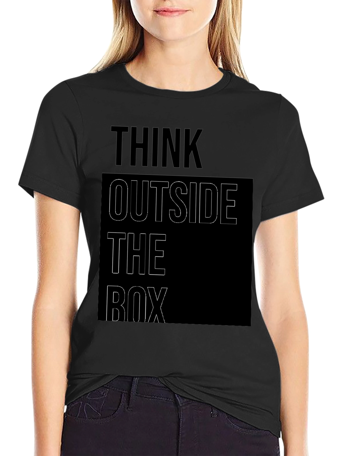 Think Outside the Box Graphic Tee - Black
