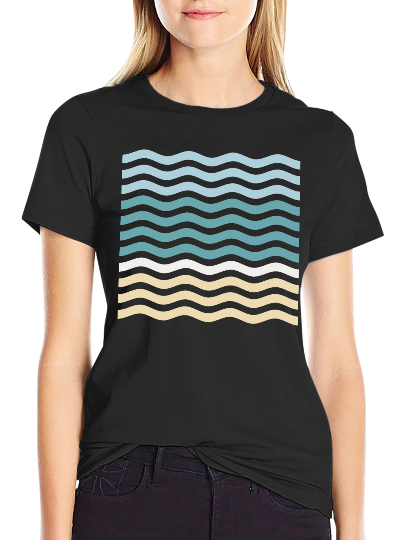 Wavy Graphic Tee - Beach Vibes Shirt