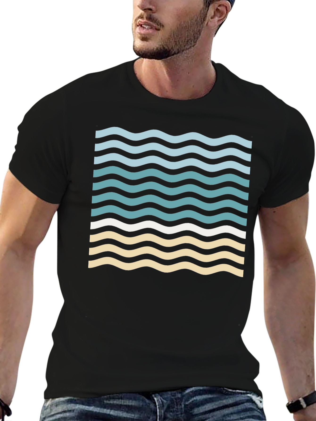 Wavy Graphic Tee - Beach Vibes Shirt