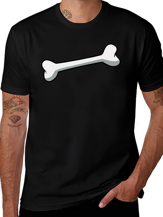 Cartoon Bone Graphic Print Black T-Shirt