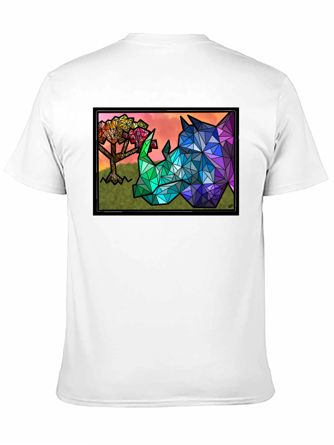 Geometric Rhino Graphic Tee - Unique Mens T-Shirt