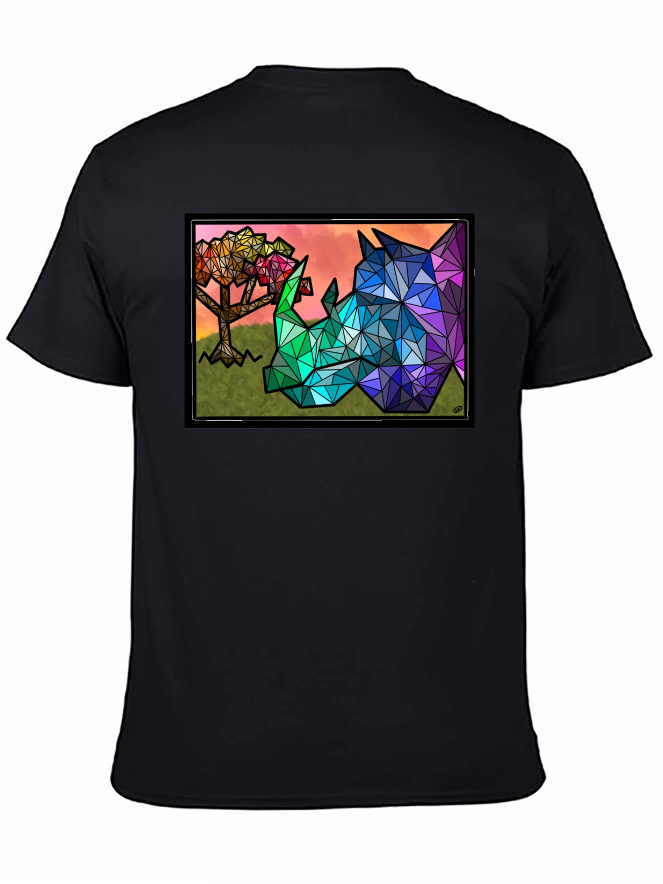 Geometric Rhino Graphic Tee - Unique Mens T-Shirt
