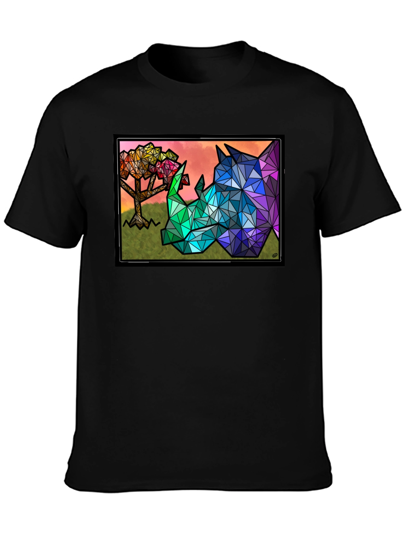 Geometric Rhino Graphic Tee - Unique Mens T-Shirt