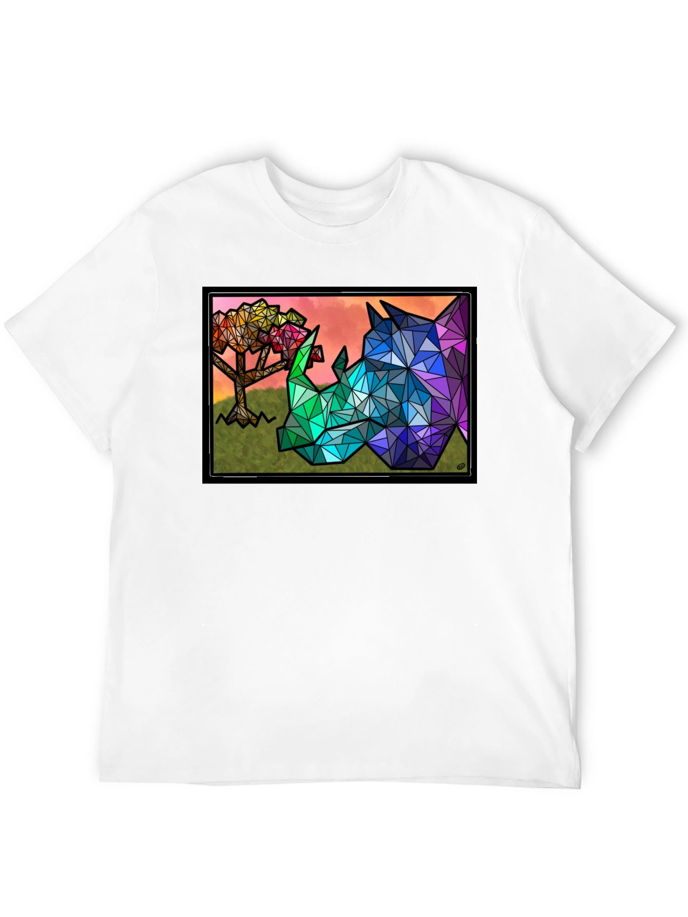 Geometric Rhino Graphic Tee - Unique Mens T-Shirt