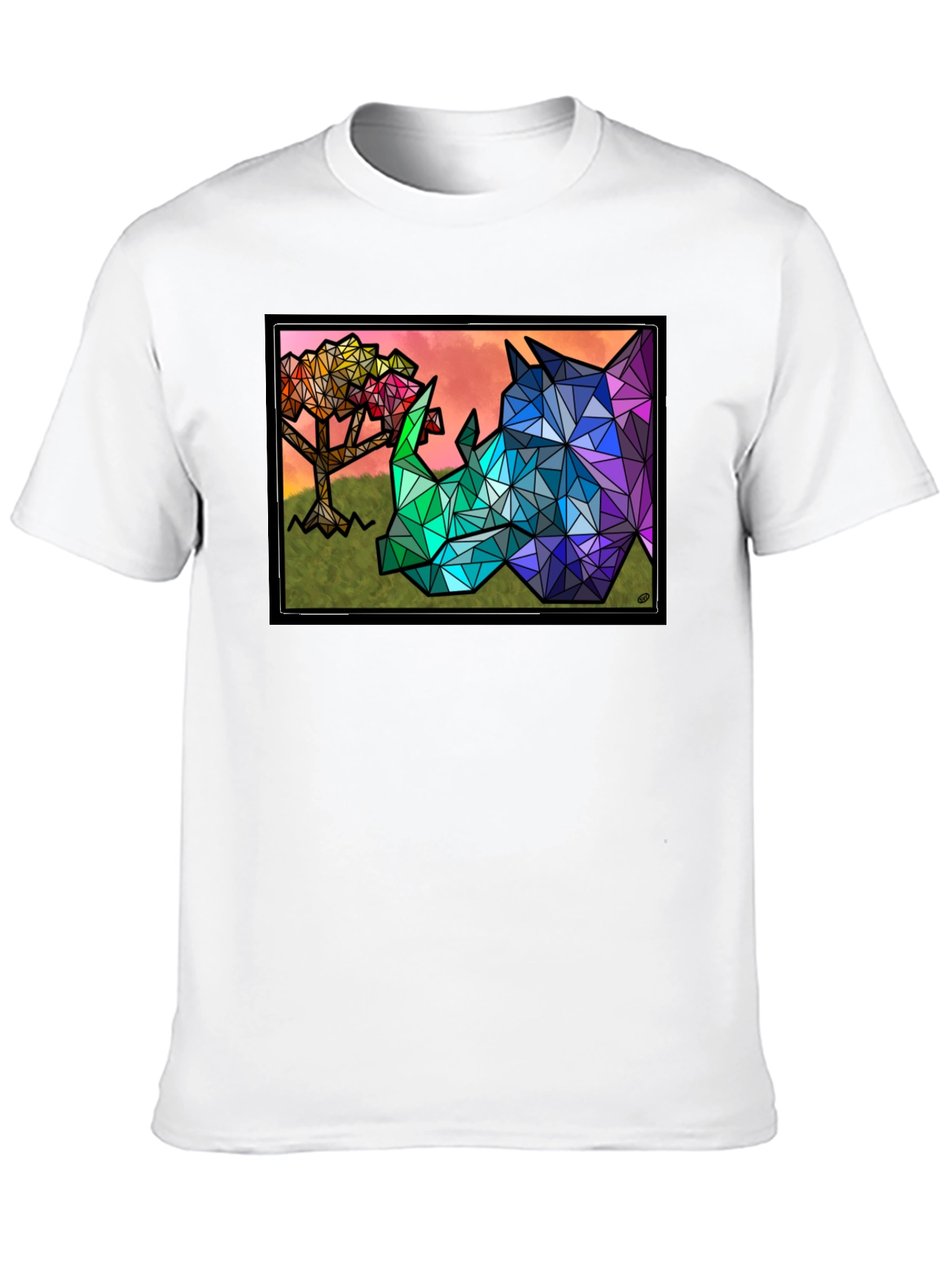 Geometric Rhino Graphic Tee - Unique Mens T-Shirt