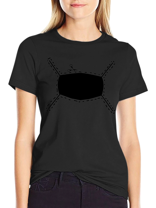 Cut-Out Face Mask Graphic Tee - Black