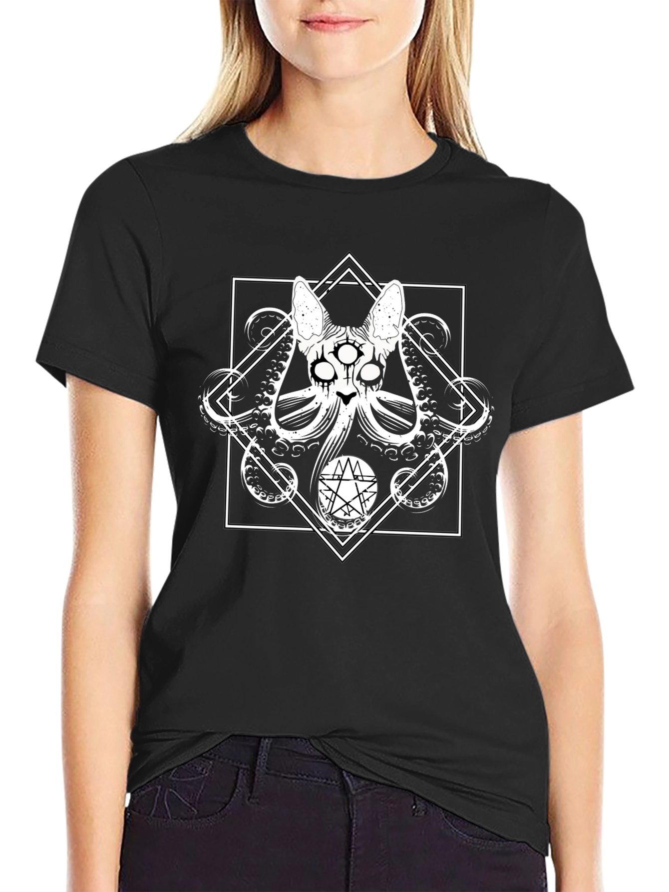 Occult Cat T-Shirt - Black Graphic Tee