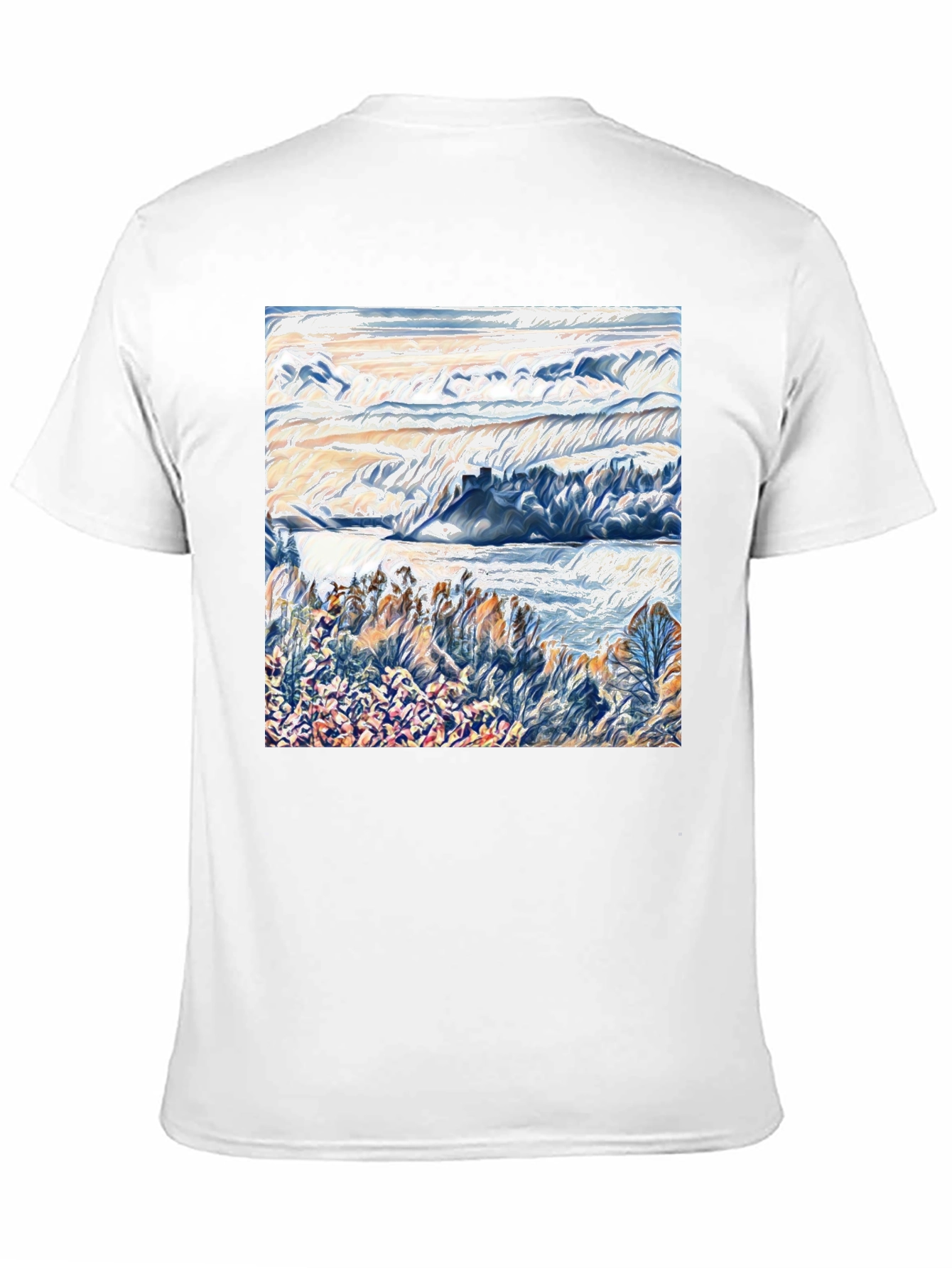 Abstract Landscape Graphic Tee - Artistic Black T-Shirt