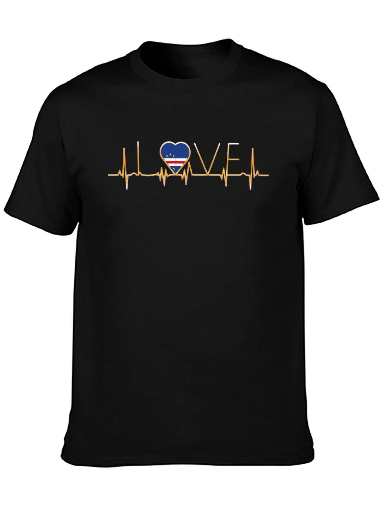Cape Verde Flag Heartbeat T-Shirt - I Love CV