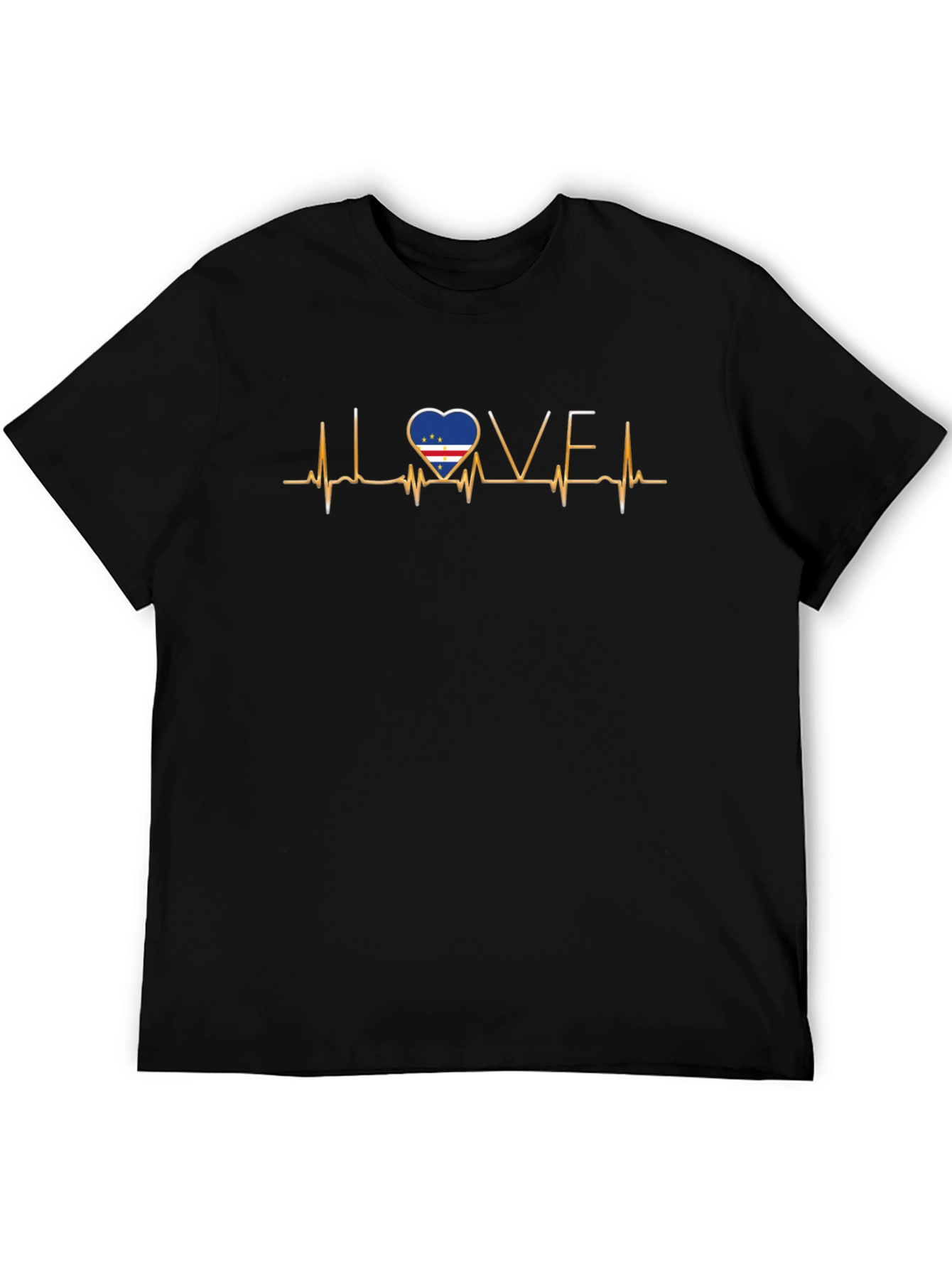 Cape Verde Flag Heartbeat T-Shirt - I Love CV