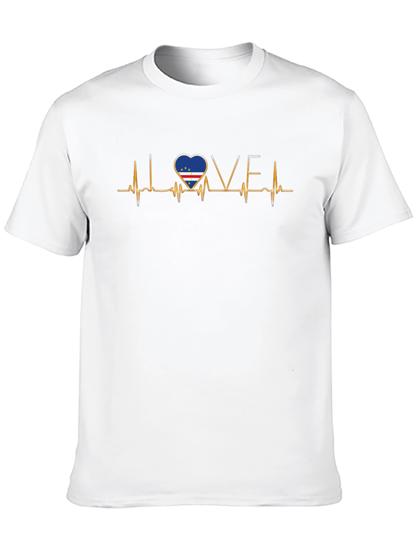 Cape Verde Flag Heartbeat T-Shirt - I Love CV