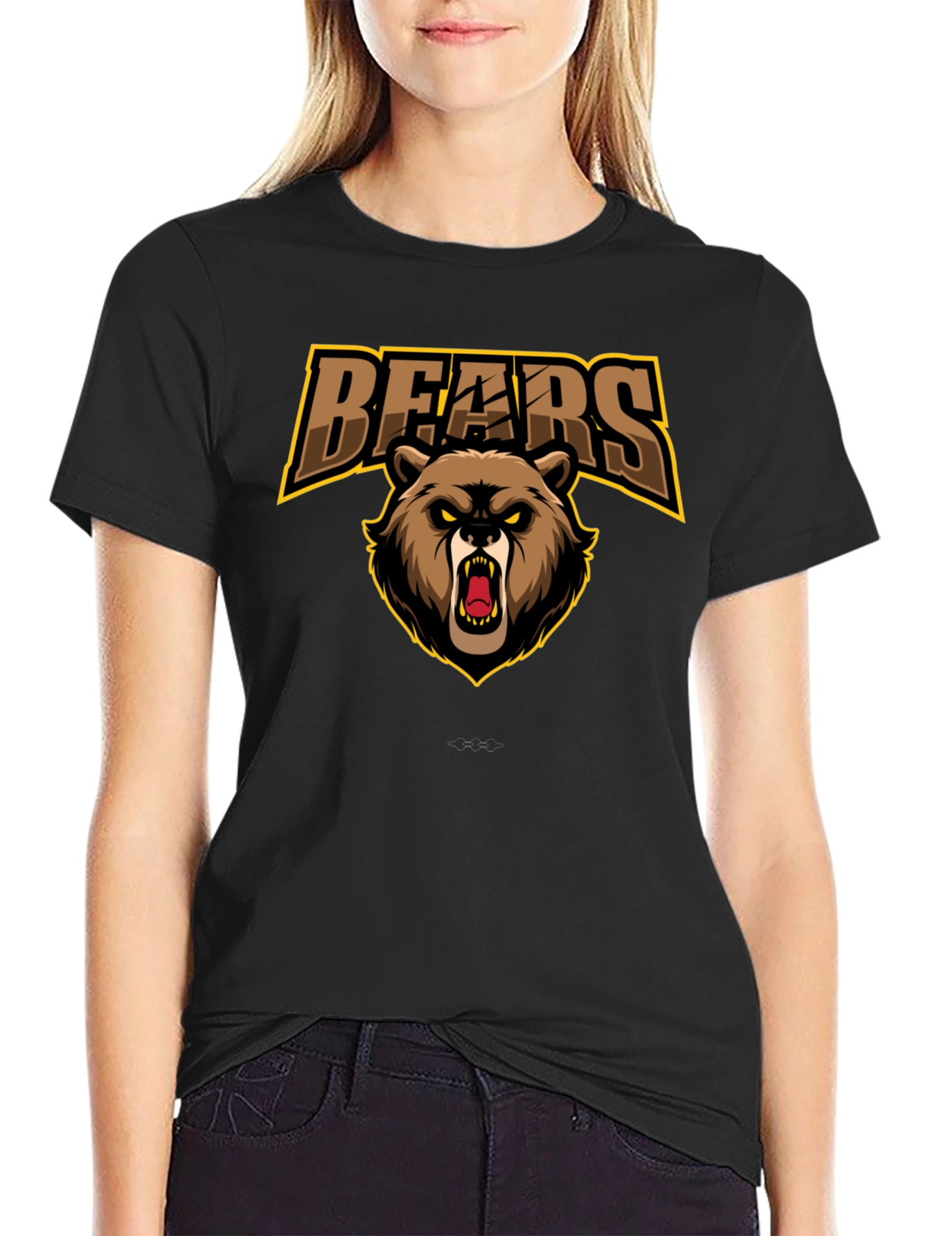 Mens Black Bears Graphic Print T-Shirt