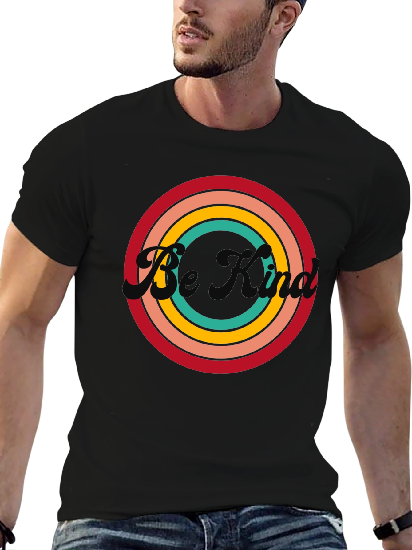 Be Kind Retro Circle Graphic Tee - Black