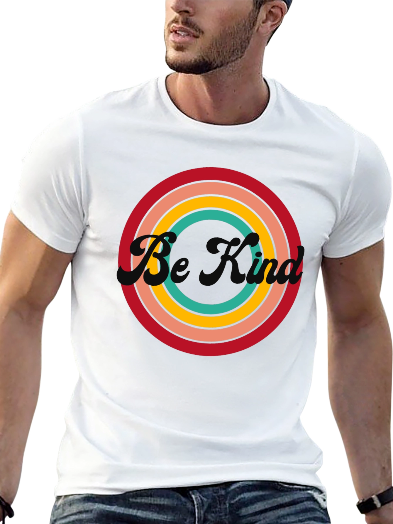 Be Kind Retro Circle Graphic Tee - Black