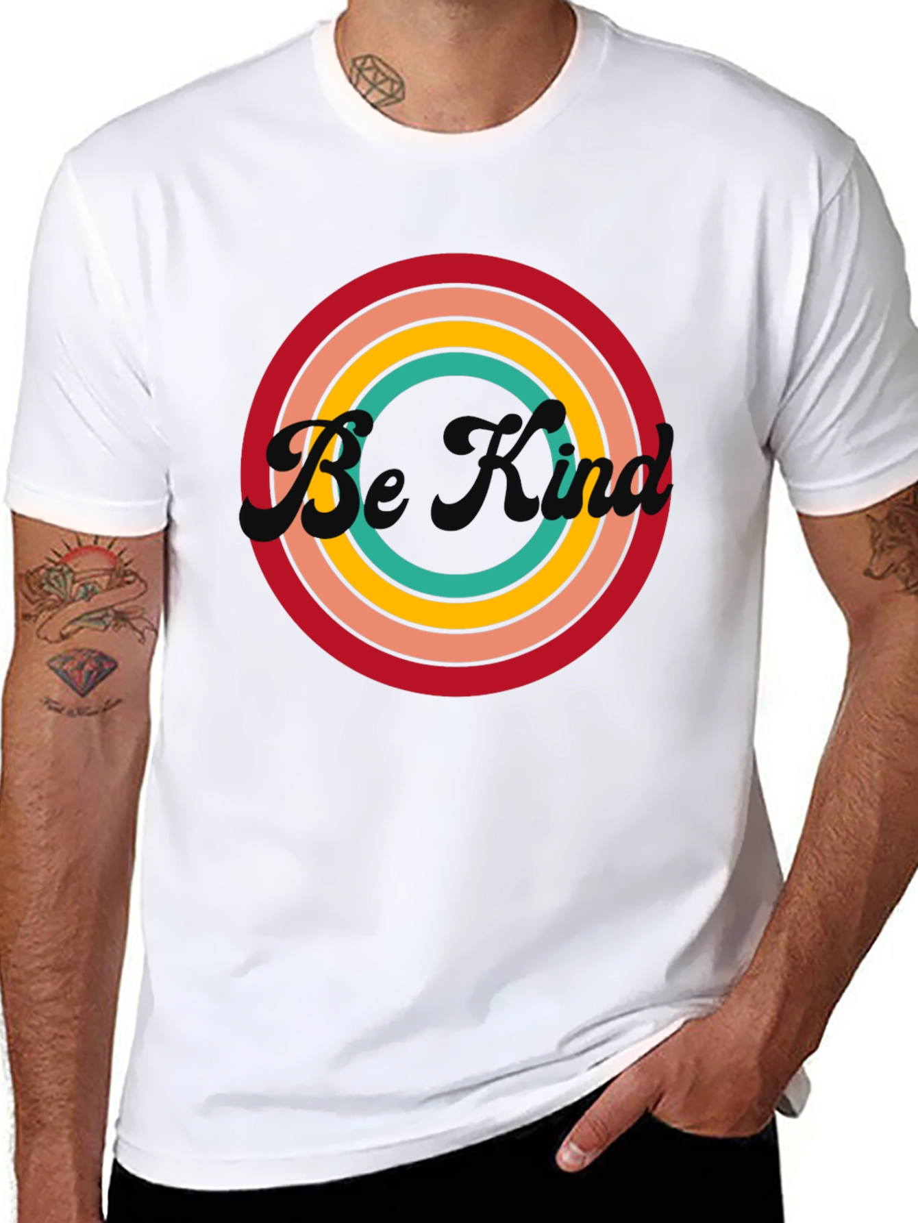 Be Kind Retro Circle Graphic Tee - Black
