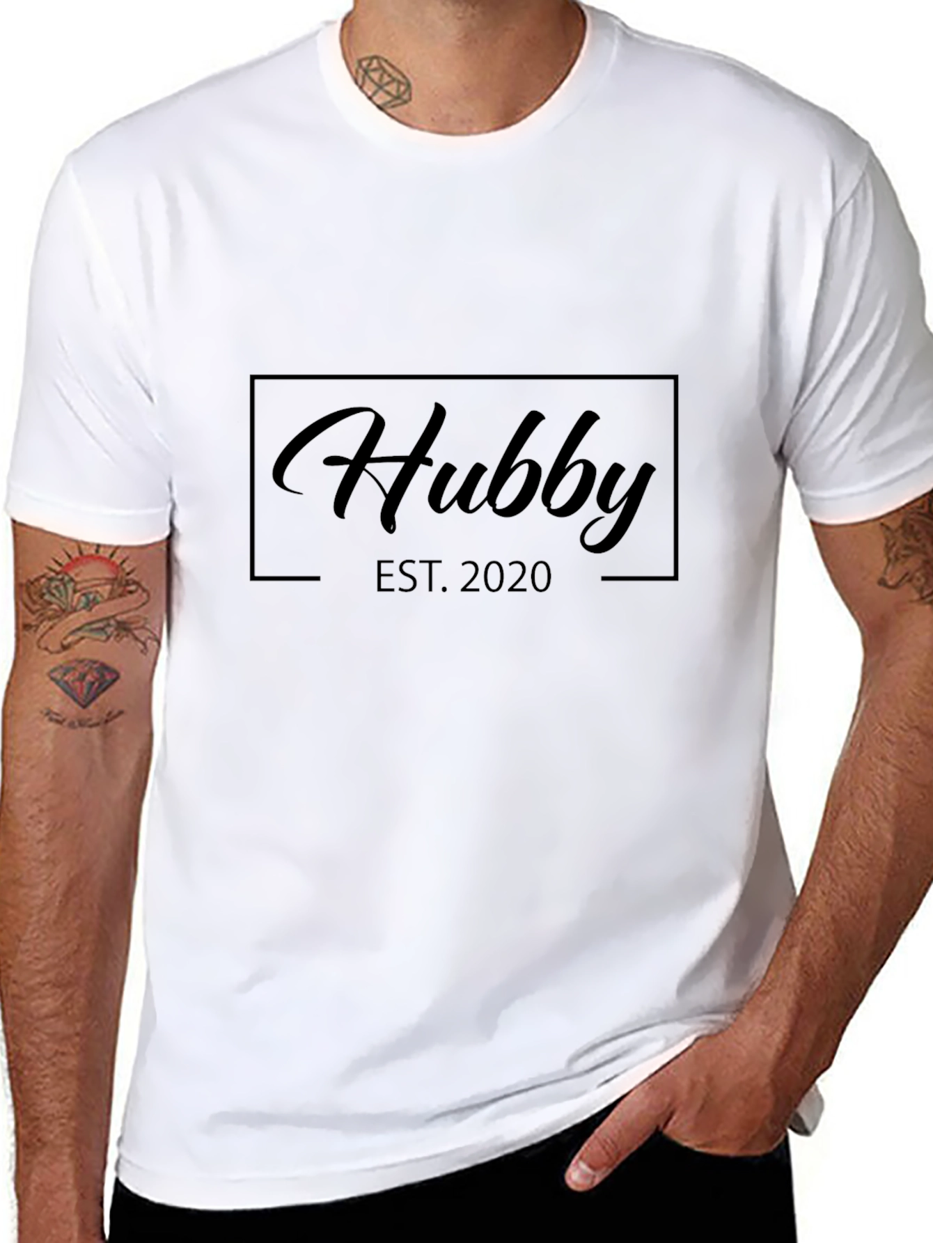 Hubby Est. 2020 Black T-Shirt