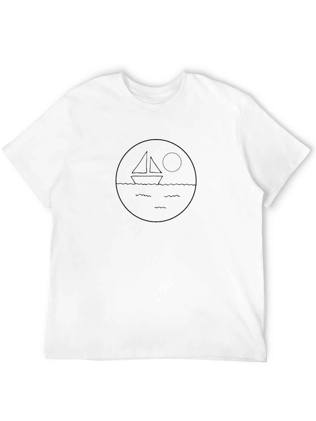 Minimalist Sailboat Graphic Black T-Shirt