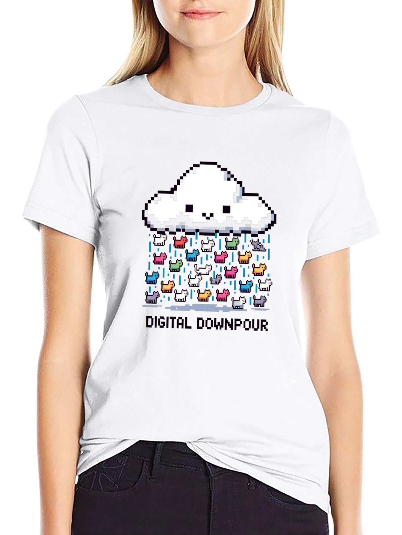 Digital Downpour Pixel Art T-Shirt