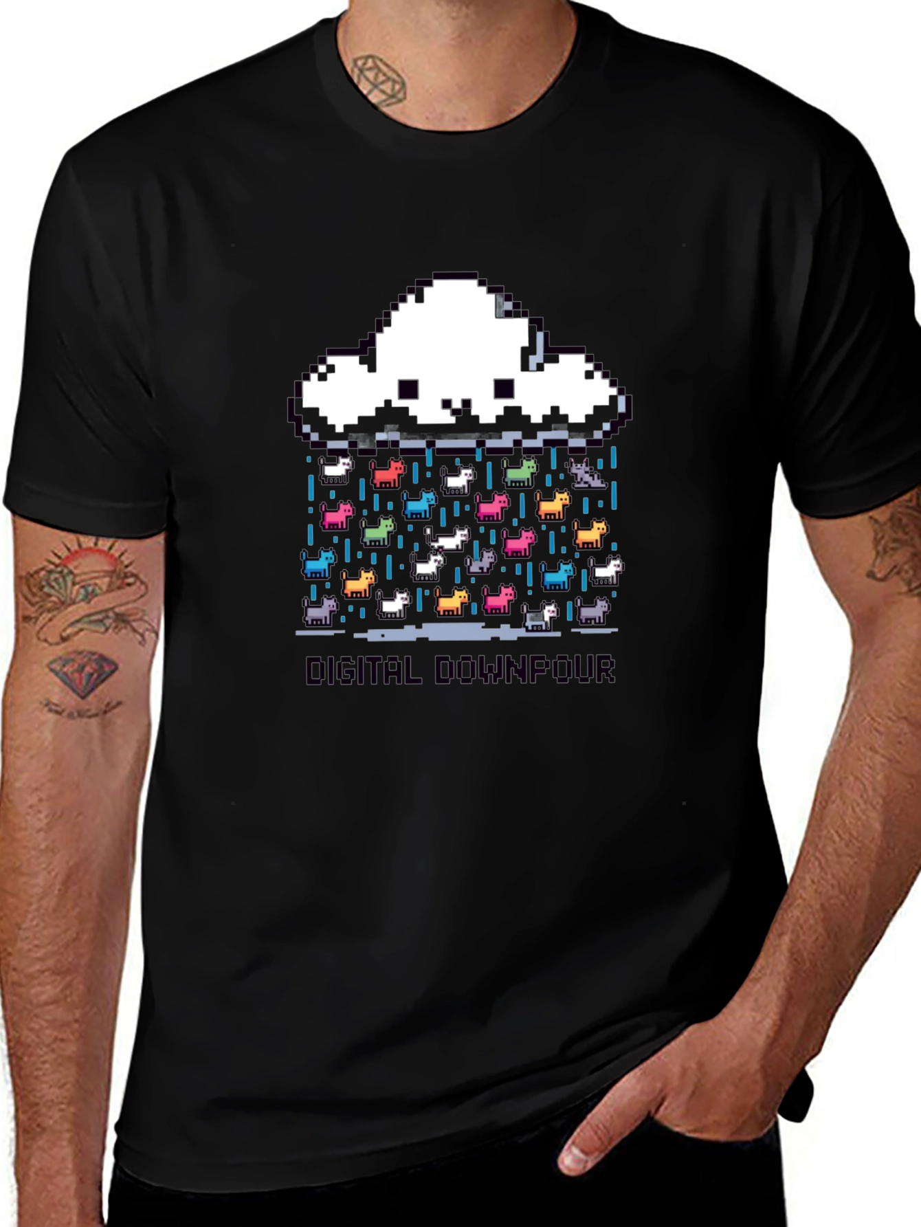 Digital Downpour Pixel Art T-Shirt