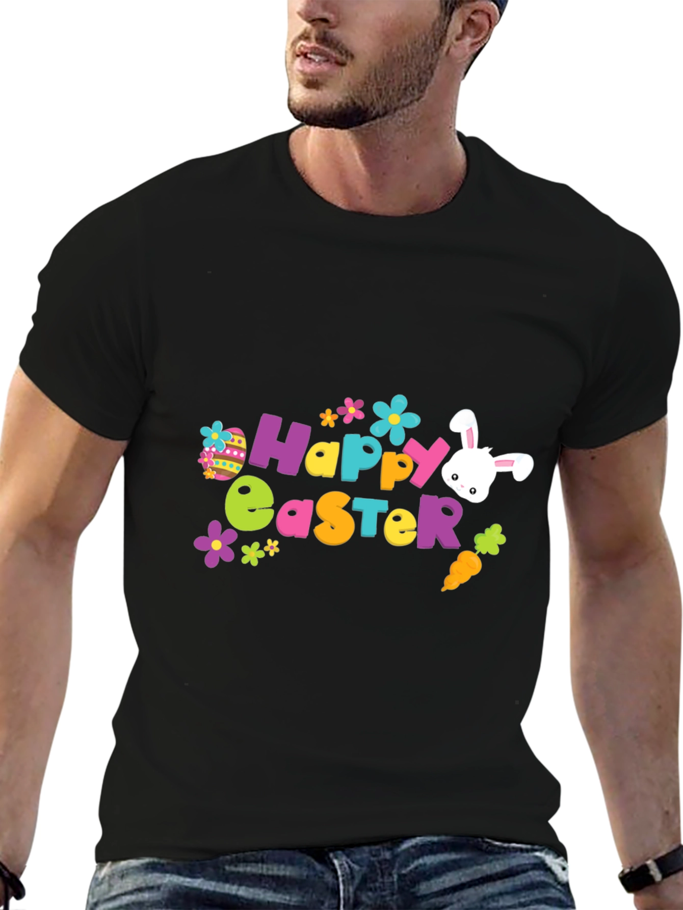 Happy Easter T-Shirt Bunny Egg Flower Graphic Tee