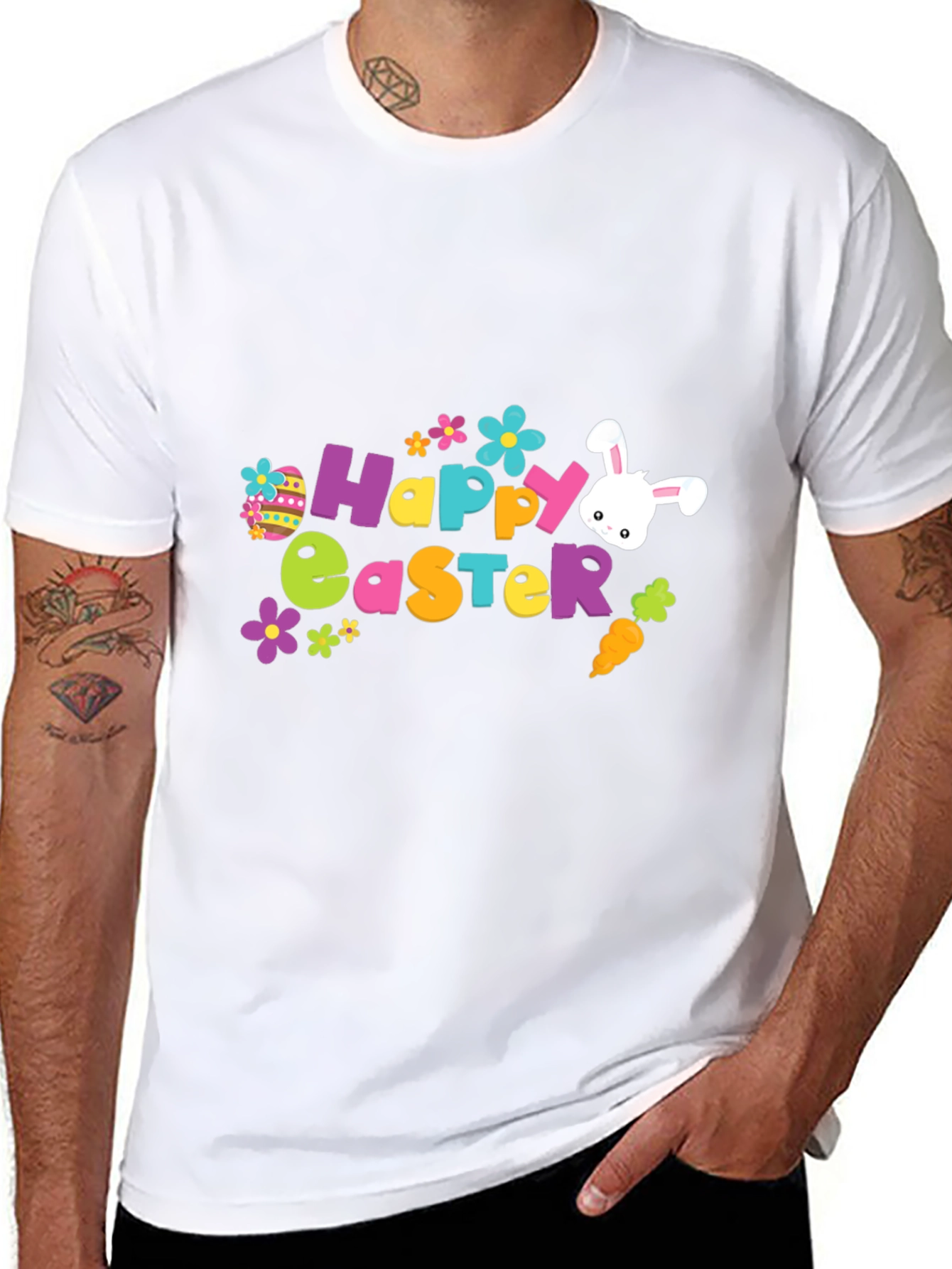 Happy Easter T-Shirt Bunny Egg Flower Graphic Tee